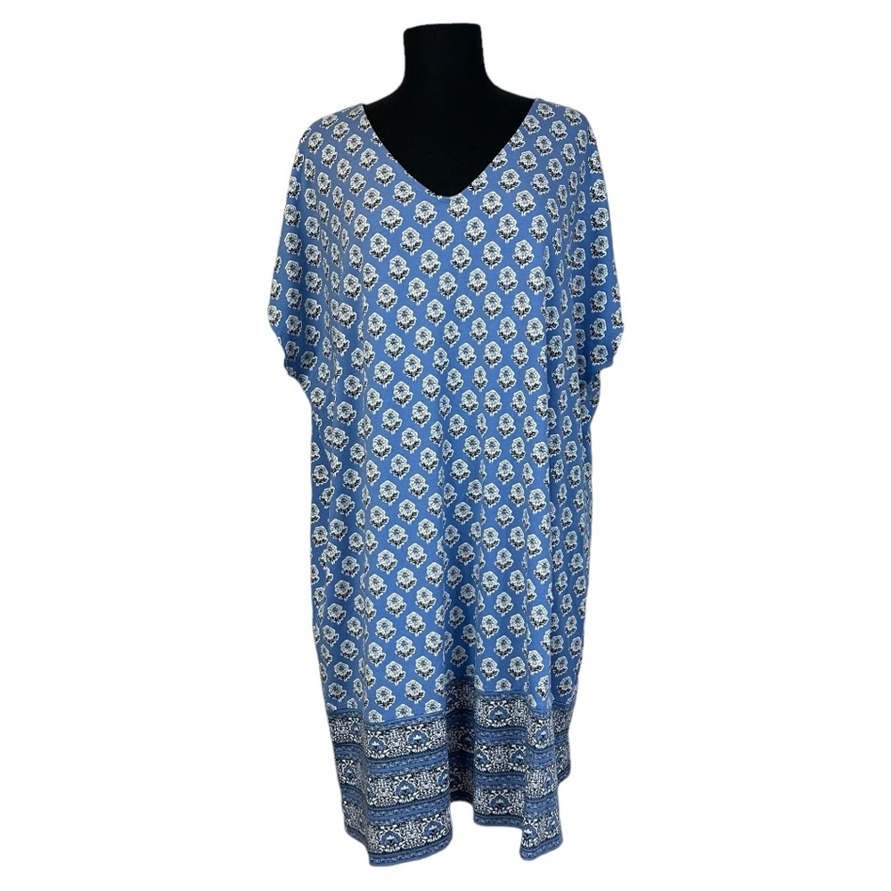 J Jill Wearever Dress 2X Blue Floral